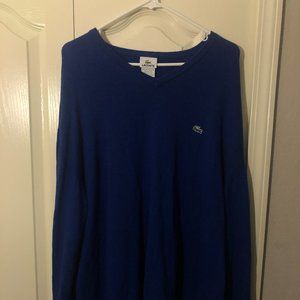 Lacoste V Neck blue sweater wool